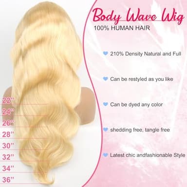 613 13x6 Lace Front Wig Human Hair 210 Density 24 Inch Blonde Wig Human Hair Body Wave Blonde Lace Front Wigs Human Hair 613 HD Lace Frontal 13x6 Wigs With Baby Hair for Women Pre Plucked - Image 6