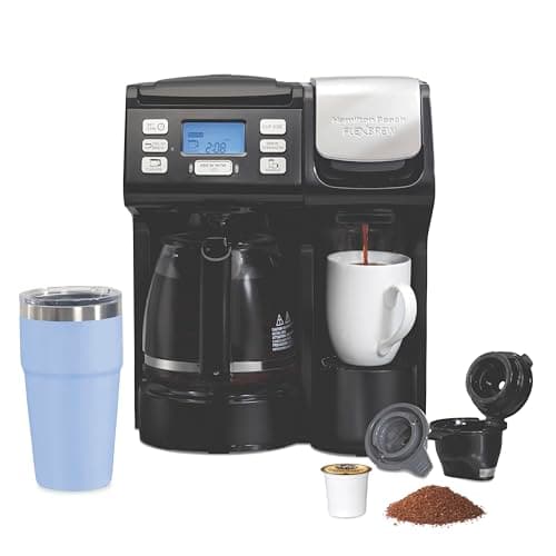 Hamilton Beach FlexBrew Trio 2-Way Coffee Maker, Compatible with K-Cup Pods or Grounds, Combo, Single Serve & Full 12c Pot, Black - Fast Brewing (49902) - Image 1