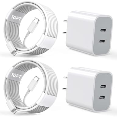 10FT iPhone Fast Charger,[Apple MFi Certified] 2Pack PD Dual Apple Fast Charger USBC Charge Block 10Foot Lightning Cable Cord Quick Charging for iPhone 14/Pro/Pro Max/Plus/13/12/11/XS/XR/X/SE2022/iPad - Image 1