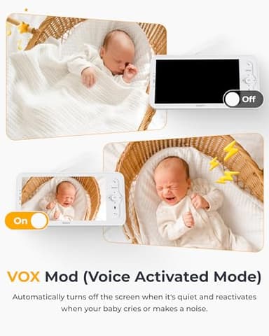 ARENTI Baby Monitor 2 Cameras, Smart Baby Camera with 5-Inch Wireless Display, Super Night Vision, Temperature Sensor, Sound Detection, Auto Motion Tracking, 2-Way Audio, VOX Mode(B2 Set) - Image 4