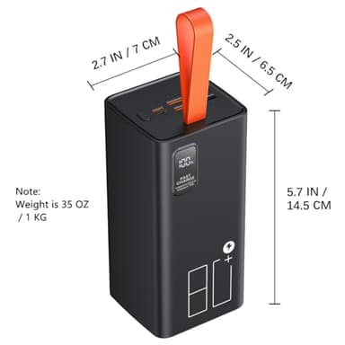 LOHAO 80000mAh Power Bank Fast Charging, 30W PD & QC 3.0 High Capacity Portable Charger, 5 Output 2 Input USB-C Large Battery Pack with LED Display for Phone Tablet Outdoor Camping Travel Office - Image 3