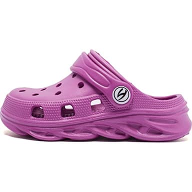 HOBIBEAR Girls Classic Graphic Kids Garden Clogs Slip on Water Shoes (Dark Purple-Size 11 Little Kid) - Image 2