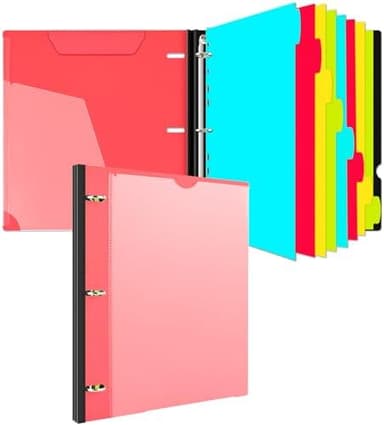 INFUN 1 Inch Telescoping 3 Ring Binder with 8-Tab Dividers, 30 Sheet Protectors and Labels – Compact Binder for Recipes, Documents and Notes, Includes 30 Recipe Cards –Red - Image 3