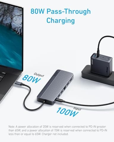 Anker Laptop Docking Station, 14 in 1 USB C Hub, Triple Display with 2 x 4K HDMI, 1080p VGA, 80W Power Delivery, 5Gbps USB-A/C Data Ports for Dell XPS and More (Charger not Included) - Image 7