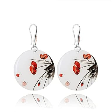 Delicate Floral Blossom Dangle Earrings Jewelry for Women (Style N 17 - White Red) - Image 1