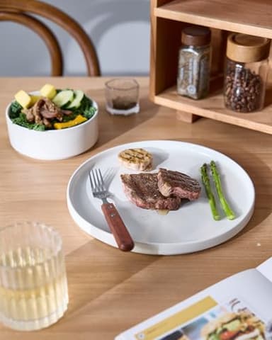 Famiware Nebula Plates and Bowls Sets, 18 Pieces Dinnerware Sets, Dishes Set for 6, White - Image 7