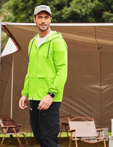 COOFANDY Men's Lightweight Cycling Rain Jacket with Hood Waterproof Foldable Pouch - Image 3