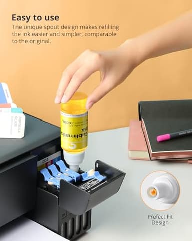 Hiipoo 580ML Sublimation Ink Refilled Bottlescompatible for ET2400 ET2720 ET2760 ET2750 ET4800 ET-2800 ET-2803 ET-2850 Inkjet Printers Heat Press Transfer on Mugs T-Shirts - Image 3