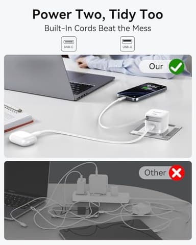 USB-C Charger Block, 30W GaN 2 Port Fast Charging w/Built-in Retractable C Cable & Foldable Plug, PD/PPS for iPhone 16Pro Max/16/Pixel 9 pro/Galaxy/iPad/MacBook,Compact Travel Charger - Image 4
