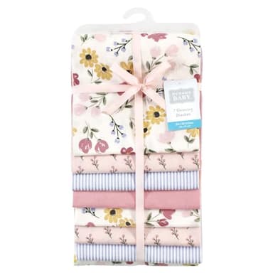 Hudson Baby Unisex Baby Cotton Flannel Receiving Blankets Bundle, Soft Painted Floral, One Size - Image 2
