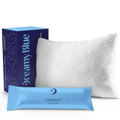 DreamyBlue Signature Pillow w/Adjustable Loft • Shredded Memory Foam Fill • Neutral Alignment for Side, Back, and Stomach Sleepers • Washable Bamboo Rayon Cover • CertiPUR-US Certified Foam (Queen) - Image 1