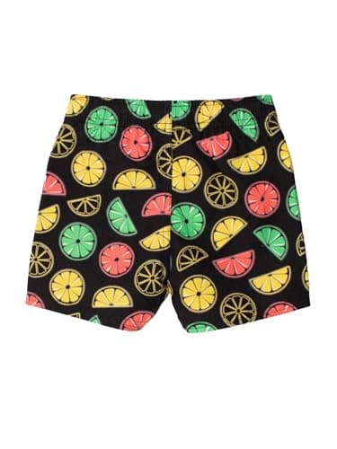 RUGGEDBUTTS Boys UPF50+ Sun Protection Fruits & Florals Swim Trunks - Neon Black Citrus, 0-3m - Image 2