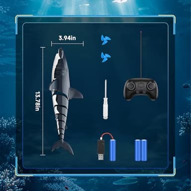 fygurso Remote Control Shark Toys High Simulation,Water Toys for Kids, High Simulation Shark for Pool & Bath, Ideal Gifts for Boys Ages 6+ (Gray) - Image 7