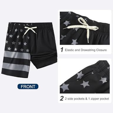 HODOSPORTS Mens Swim Trunks with Compression Liner 9 Inch Quick Dry Swim Shorts with Pockets Swim Suit - Image 4