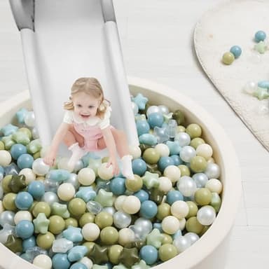 TRENDPLAY Star Ball Pit Balls 50 for Toddlers - Ball Pit Ball Shapes for Boys Girls Fun, Birthday Party, Christmas Decoration, Cream Colors Pink+Pearl White - Image 3