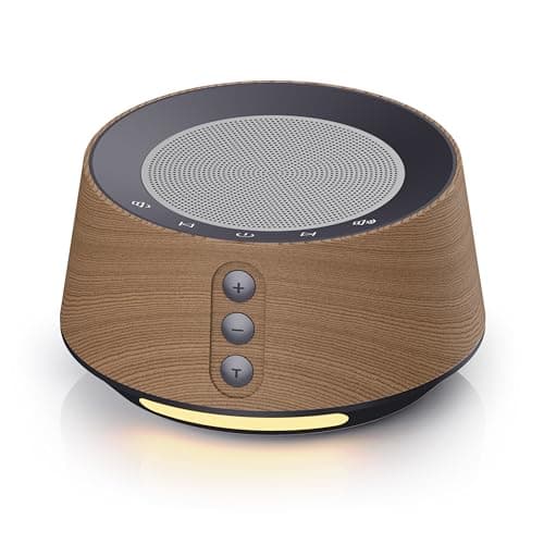 BGOVERSS White Noise Sound Machine with 20 Soothing Sounds, 10 Colors Night Light Sleep Machines Home Office Travel, 5 Timers and Memory Feature Sound Machine for Nursery Baby Kids Adults (Wood) - Image 1