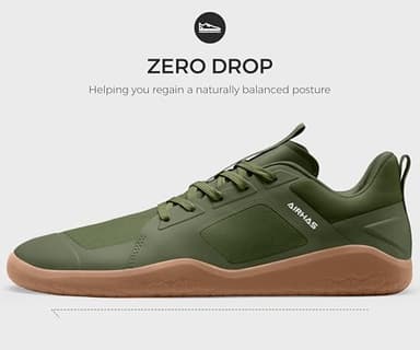 AIRHAS Men's Barefoot Shoes Zero Drop Workout Minimalist Gym Shoes for Men Deadlift Cross Training Sneakers (Olive/Gum,11) - Image 3