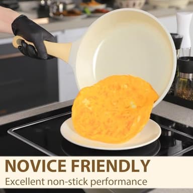 Romswi 23pcs Pots and Pans Set Non Stick, Kitchen Cookware Set with Casserole, Frying & Saucepans, Oven Safe & Stovetop Agnostic Non Toxic Cookware(Gas, Electric & Induction) - White - Image 4