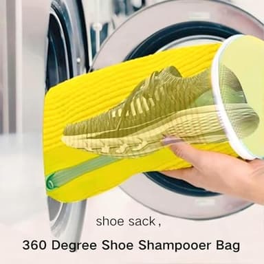 mcdhhemoShoe Washing Machine Bag, Sneaker Laundry Shoe Bag for Washer and Dryer, Durable Mesh Laundry Bags for Delicates Shoes Washing Bag with Side Zip, Reusable Shoe Bag for Gym Shoes(Yellow） (1) - Image 3