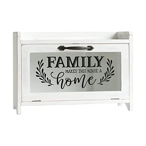 COLLECTIVE HOME - Storage Cabinet, Bread Box, Mini Countertop Cabinet, Wood Organizer for Bedroom Kitchen with Magnetic Door, Storage for Spice Jars, 14.5 x 6.5 x 10 (Single Layer, Home, White) - Image 1