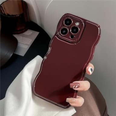 FABSPARK Phone Case for iPhone 14 Pro Case,Simple Wave Design Wavy Frame Soft Silicone Aesthetic for iPhone 14 Pro,Wine Red - Image 2