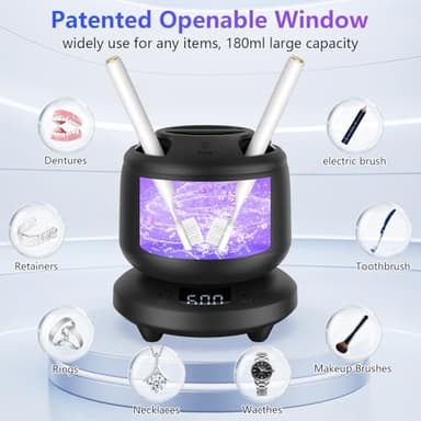 2025 Ultrasonic Retainer Cleaner for Dentures & Aligner, Durable Removable Base and Top Cover, Denture Cleaner Machine with 4 Modes for Mouth Guards, Jewelry, Rings, etc (Black) - Image 7