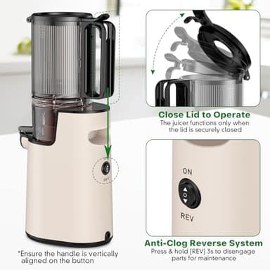 Cold Press Juicer, Juicer Machines with 5.4" Wide Feed Chute for Juice Extractor, Professional Slow Masticating Juicer for Whole Vegetables & Fruits with High Juice Yield, Easy to Clean(Pink) - Image 6
