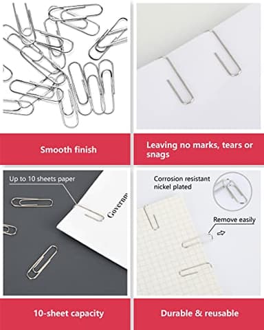PAPERPAL Paperclips for Office School & Personal Use, #1 Smooth Paper Clip (1-2/7"), 600 Medium Paper Clips (6 Boxes of 100 Each), Silver - Image 4
