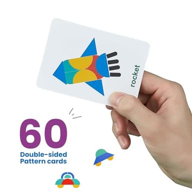 LiKee Open Ended Wooden Shape Puzzles (36 Blocks&60 Cards) for Toddlers 3+ Years Old, Montessori Development Toys Preschool Education Activity Travel Toy Board Games for Kids 4-8 Yrs - Image 4