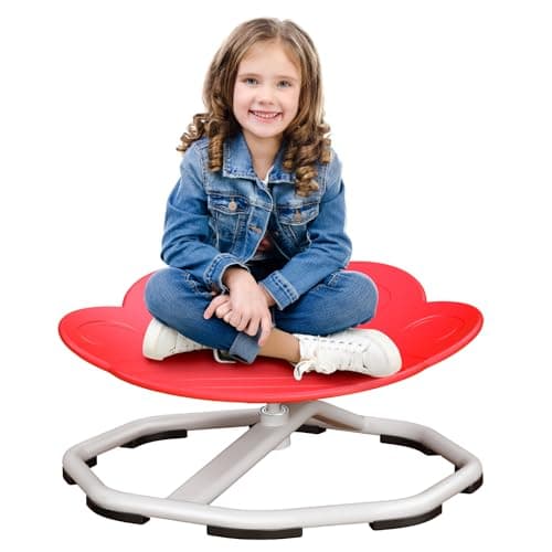 Qusases Sensory Swivel Chairs for Kids, Spinning Chair for Autistic Kids, Sit and Spin Sensory Toys, Training Body Coordination, Autism ADHD Chairs Indoor Outdoor Play Equipment (Red) - Image 1