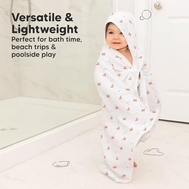 KeaBabies Muslin Baby Bath Towels with Hood for Girls, Boys - Large Organic Cotton Hooded Baby Towels for Newborns, Toddlers, Infant, Kids, Soft Absorbent Newborn Bath Essentials Gift Set (Monarch) - Image 5