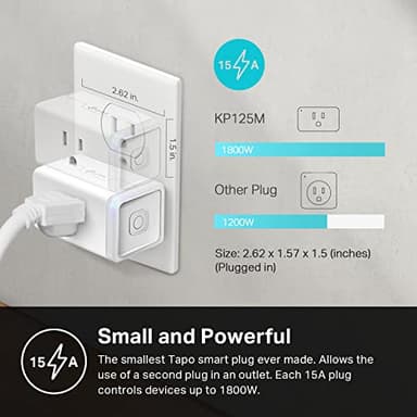 Kasa Smart Plug, Matter Compatible, Energy Monitoring, Compact Design, 15A/1800W Max, Super Easy Setup, Works with Apple Home, Alexa & Google Home, UL Certified, 2.4G Wi-Fi Only, White, KP125M(2-Pack) - Image 4
