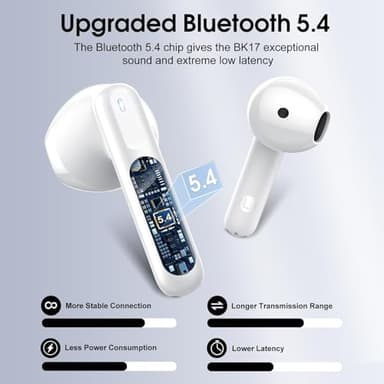 Wireless Earbuds, 2025 Bluetooth 5.4 Headphones in Ear Buds, 40H HiFi Stereo Bluetooth Earbuds with 4 ENC Noise Cancelling Mics, IP7 Waterproof Ultralight Earphones with Dual LED Display USB C, Milky - Image 3
