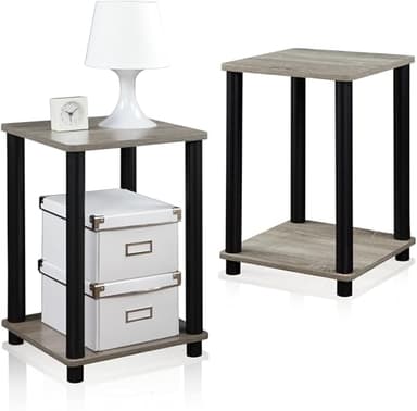 FURINNO Stylish End Table, French Oak Grey/Black,2-Pack (2-99800GYW) - Image 5