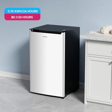 BANGSON 2.1 Cu.ft Upright Freezer, Compact Mini Freezer with Reversible Door, Adjustable Thermostat, Removable Shelves, Energy-Saving Small Freezer for Garage/Dorm/Office/Apartment, Silver - Image 8