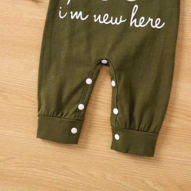 GRNSHTS Newborn Baby Boy Romper Coming Home Outfits Letter Print Bodysuit Jumpsuit+Hat+Gloves 3PCS Clothes Set (Army Green, Newborn) - Image 6