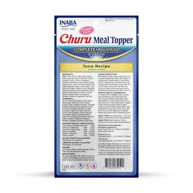 INABA Churu Meal Topper for Cats, Complete & Balanced, Creamy, Lickable Purée Cat Food Topper, 0.5 Ounce Tube, 24 Tubes (4 per Pack), Tuna Recipe - Image 2