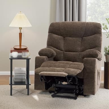 MCombo Oversized Power Lift Recliner Chair with Extended Footrest for Elderly People, Fabric R7289 (Brown, Medium-Oversize) - Image 8