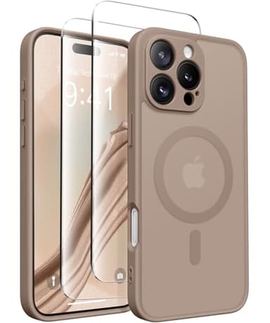 CAPRARO Magnetic Compatible with iPhone 16 Pro Case, Upgraded [Full Camera Protection] [Compatible with MagSafe] Protective Translucent Matte Women Girl Phone Case Cover, Withered Brown - Image 1