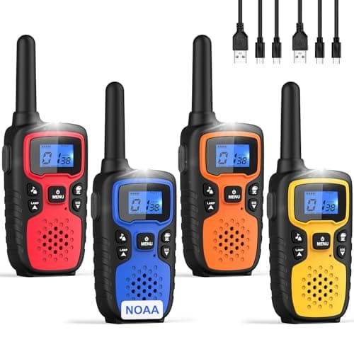 Wishouse Walkie Talkies for Adults Long Range-Rechargeable 4 Pack 2 Way Radios, Hiking Accessories Camping Gear Xmas Birthday Gift for Kids Family with Lamp,SOS Siren,NOAA Weather Alert,Easy to Use - Image 1