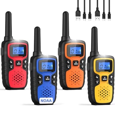Wishouse Walkie Talkies for Adults Long Range-Rechargeable 4 Pack 2 Way Radios, Hiking Accessories Camping Gear Xmas Birthday Gift for Kids Family with Lamp,SOS Siren,NOAA Weather Alert,Easy to Use - Image 1