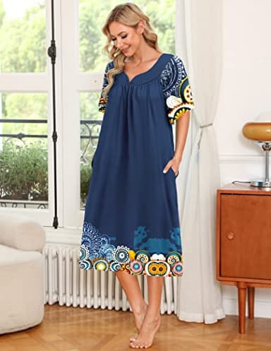 Ekouaer Women's House Dress with Pockets, Mandola, Medium - Image 3