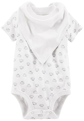 Simple Joys by Carter's Baby 4-Piece Neutral Bodysuit, Pant, Bib, and Cap Set, White/Lamb, 3-6 Months - Image 2