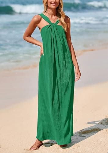 PRETTYGARDEN Womens 2025 Casual Long Summer Dresses Sleeveless Strappy Loose Flowy Beach Vacation Maxi Dress with Pockets (Dark Green,Medium) - Image 8