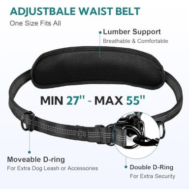 Yicostar Hands Free Dog Leash with Pouch, Retractable Bungee with Double Padded Handles, Dog Leashes with Bungee for Medium & Large Puppy - Image 3