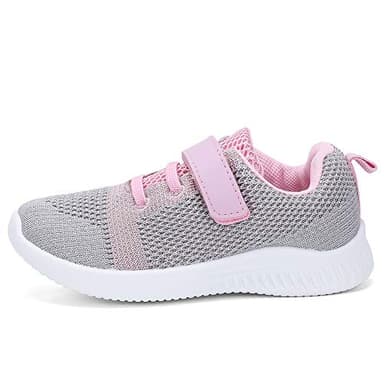 nerteo Toddler Girls Shoes Kids Comfort Walking Shoes Cute Tennis Running Sneakers Light Grey/Pink 8 M US Toddler - Image 3