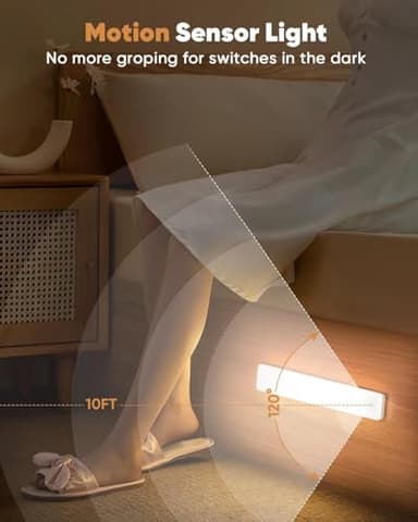 Under Cabinet Lighting,3 Color Temperatures Motion Sensor Light Indoor 2 Pack, USB Rechargeable Battery Operated Closet Lights, Wireless Dimmable LED Cabinet Lights, Under Counter Light for Kitchen - Image 8