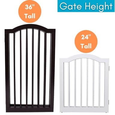 INTERNET'S BEST Arched Top Dog Gate | 4 Panel, 36" H Wooden Pet Barrier for Dogs or Cats | Freestanding Folding Room Divider for Doorways, Hallways, Stairs, and Porch | Portable, Extra Wide | White - Image 9