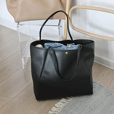 Oversize Pu Leather Tote Women Weekender Bag Shopper Handbag Travel Purse - Image 5