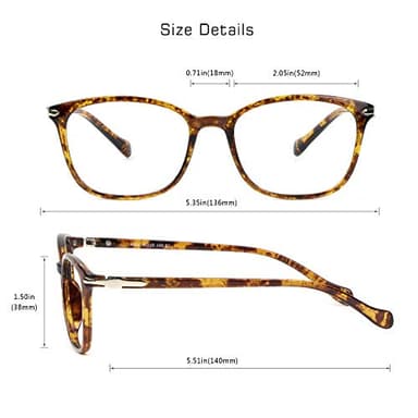 VisionGlobal Blue Light Blocking Glasses for Women/Men, Anti Eyestrain, Computer Reading, TV Glasses, Stylish Square Frame, Anti Glare(Tortoise,+2.25 Magnification) - Image 3